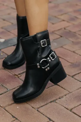 Black Belted Heeled Ankle Booties - FINAL SALE