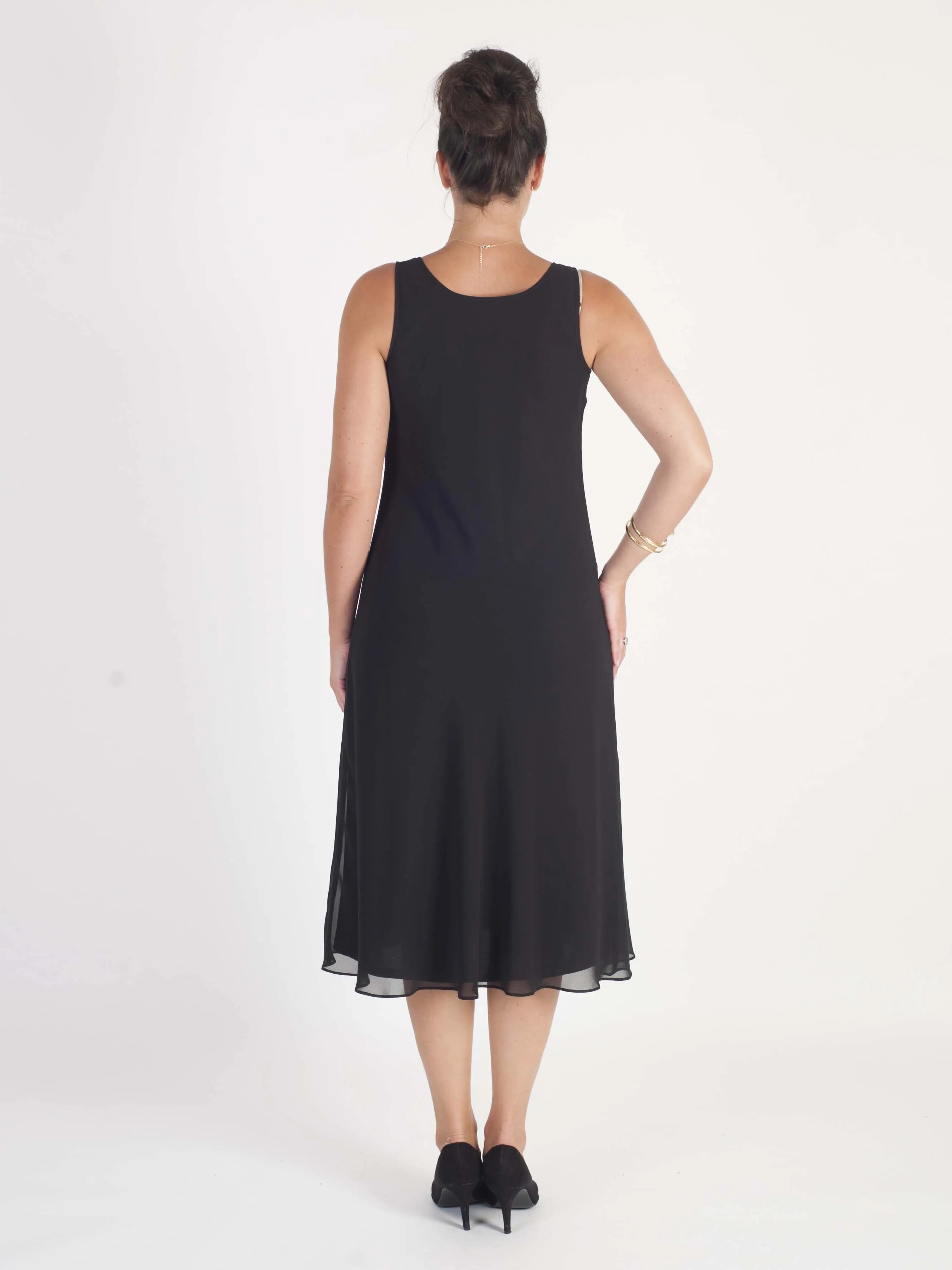 Black Bias Cut Chiffon Dress