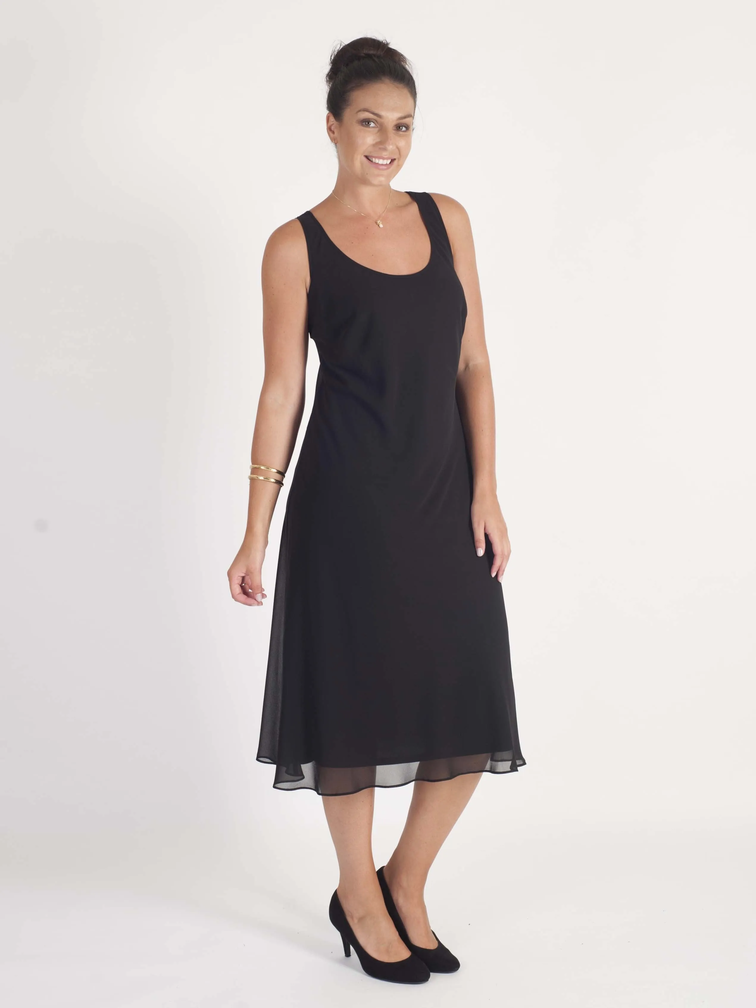 Black Bias Cut Chiffon Dress