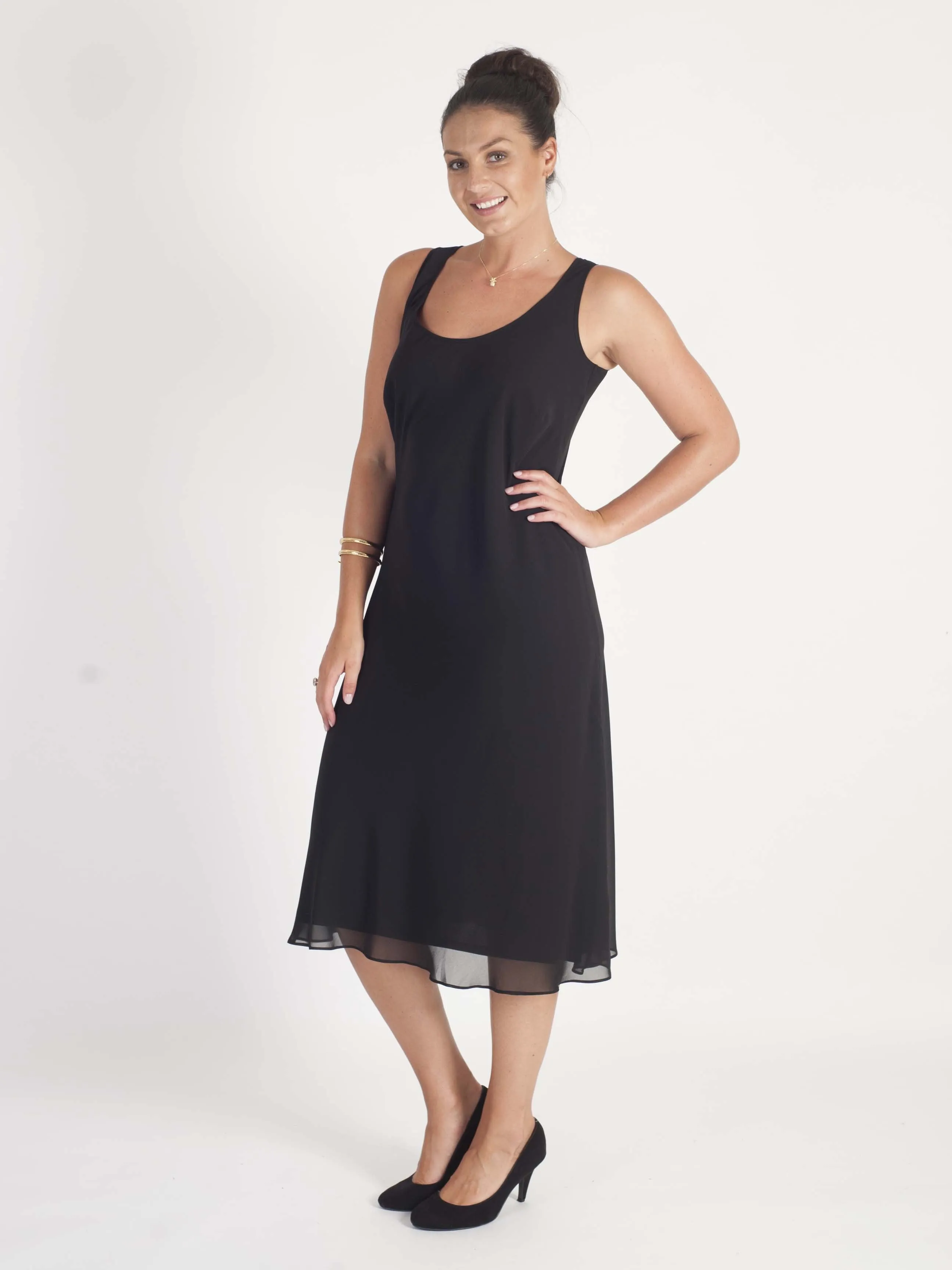 Black Bias Cut Chiffon Dress