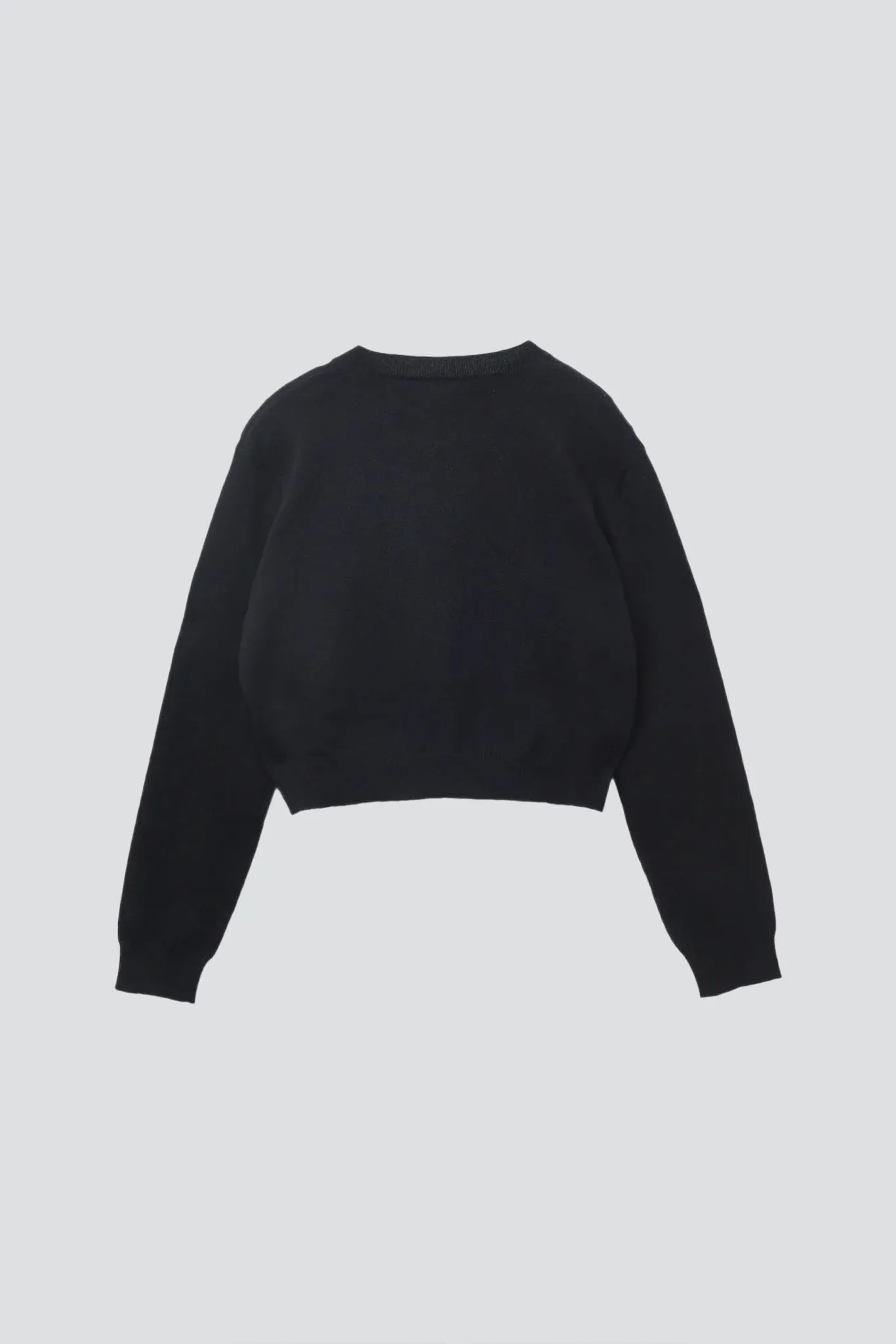 Black Cashmere Crop Long Sleeve Sweater