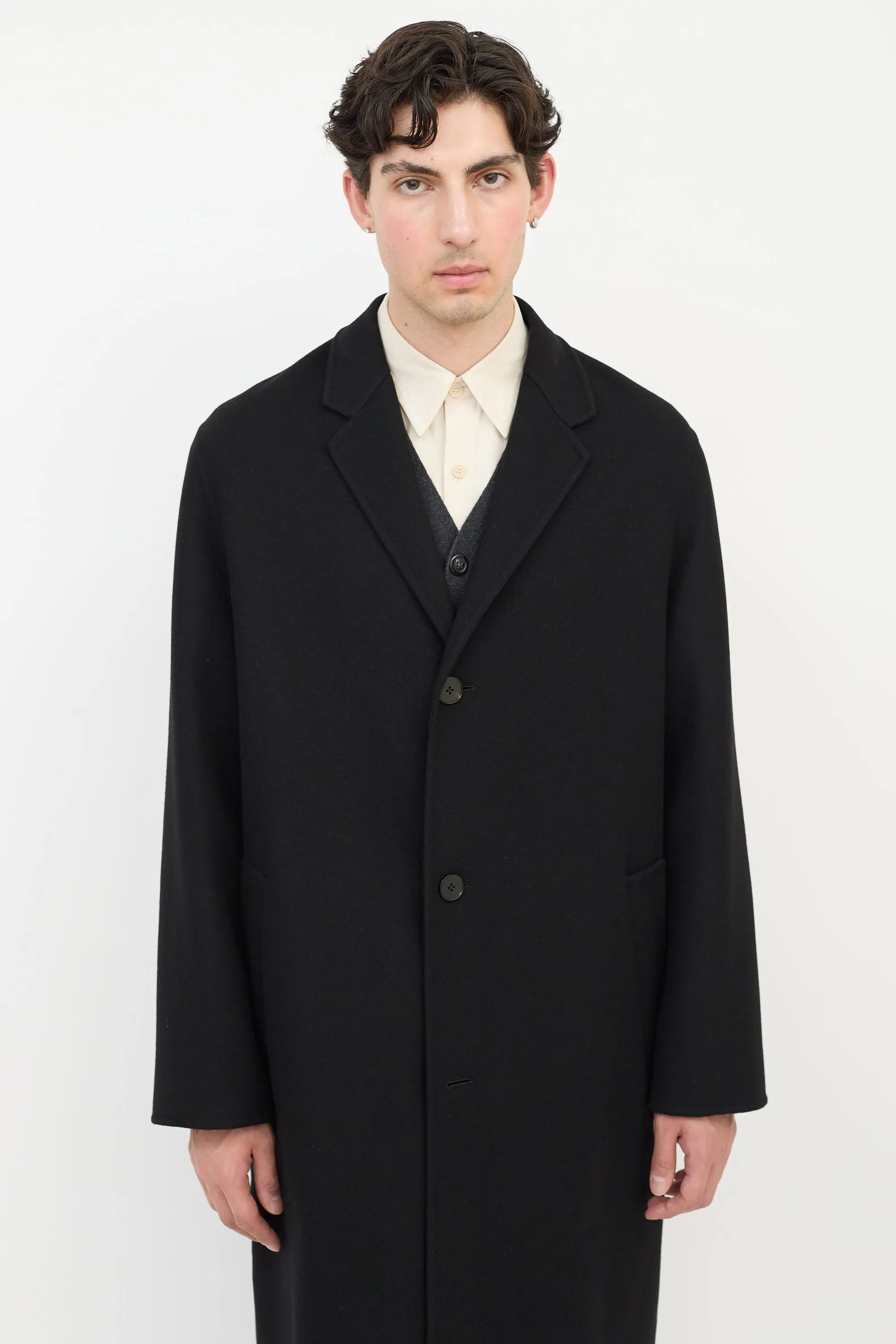 Black Cashmere Two Pocket Coat