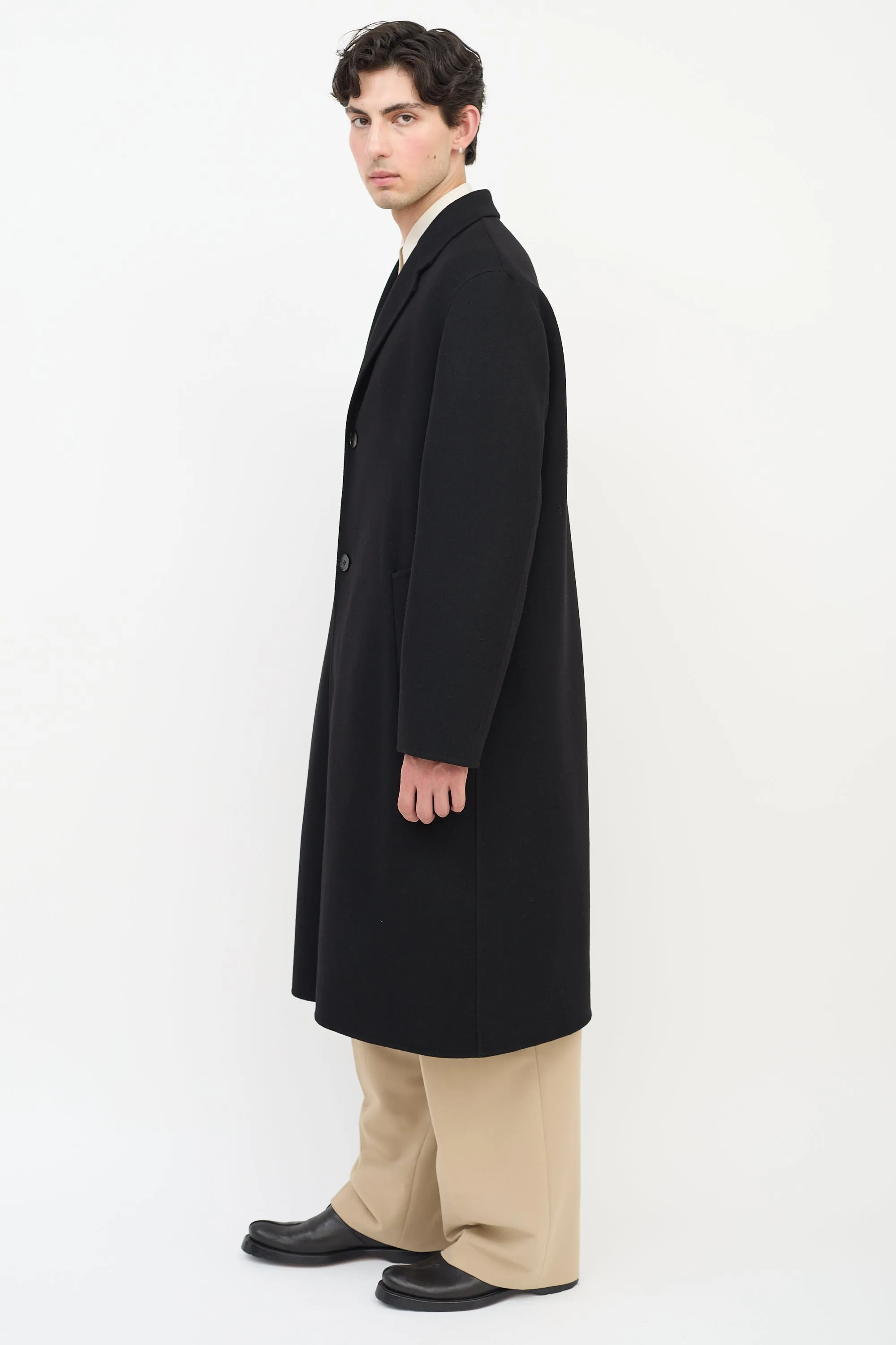 Black Cashmere Two Pocket Coat