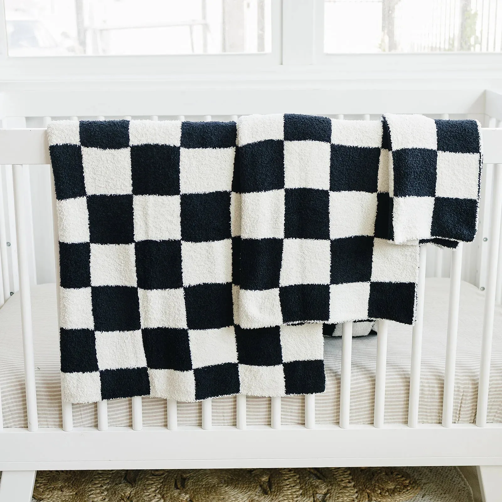 Black Checkered Plush Blanket | Lovey