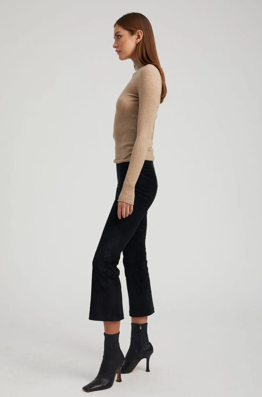 Black Corduroy Crop Flare Pants