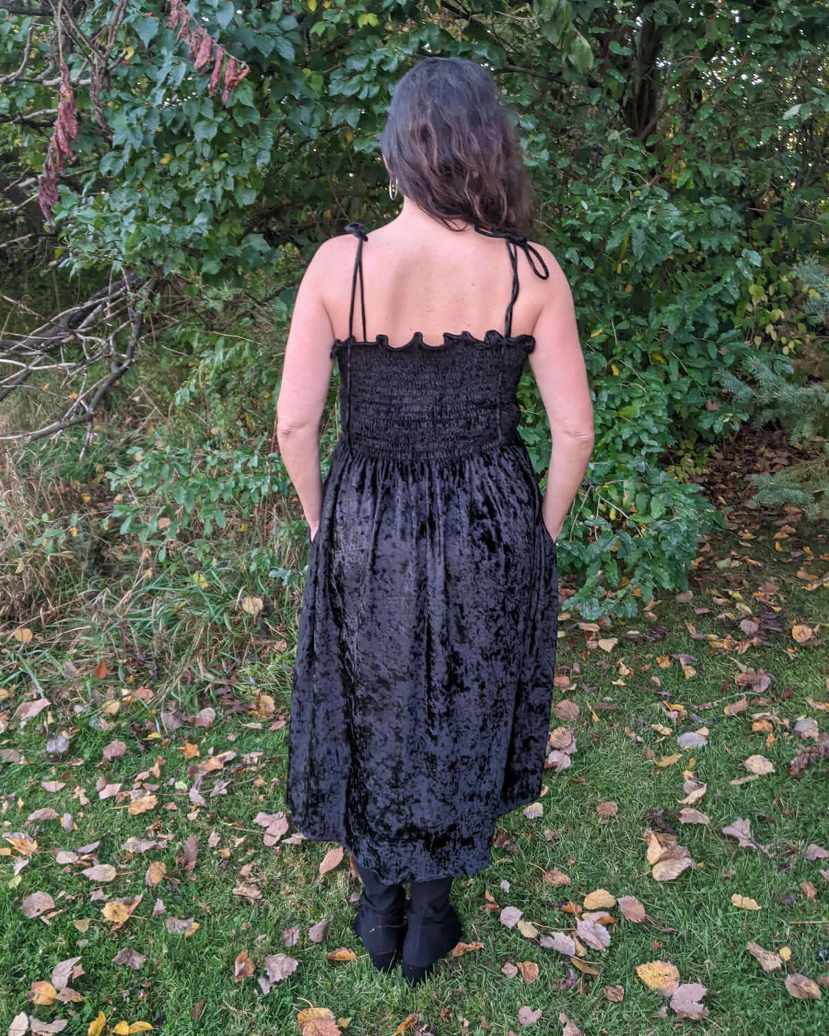 Black Crushed Velvet Dakota Dress