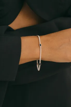 Black dotted chunky chain bracelet silver 