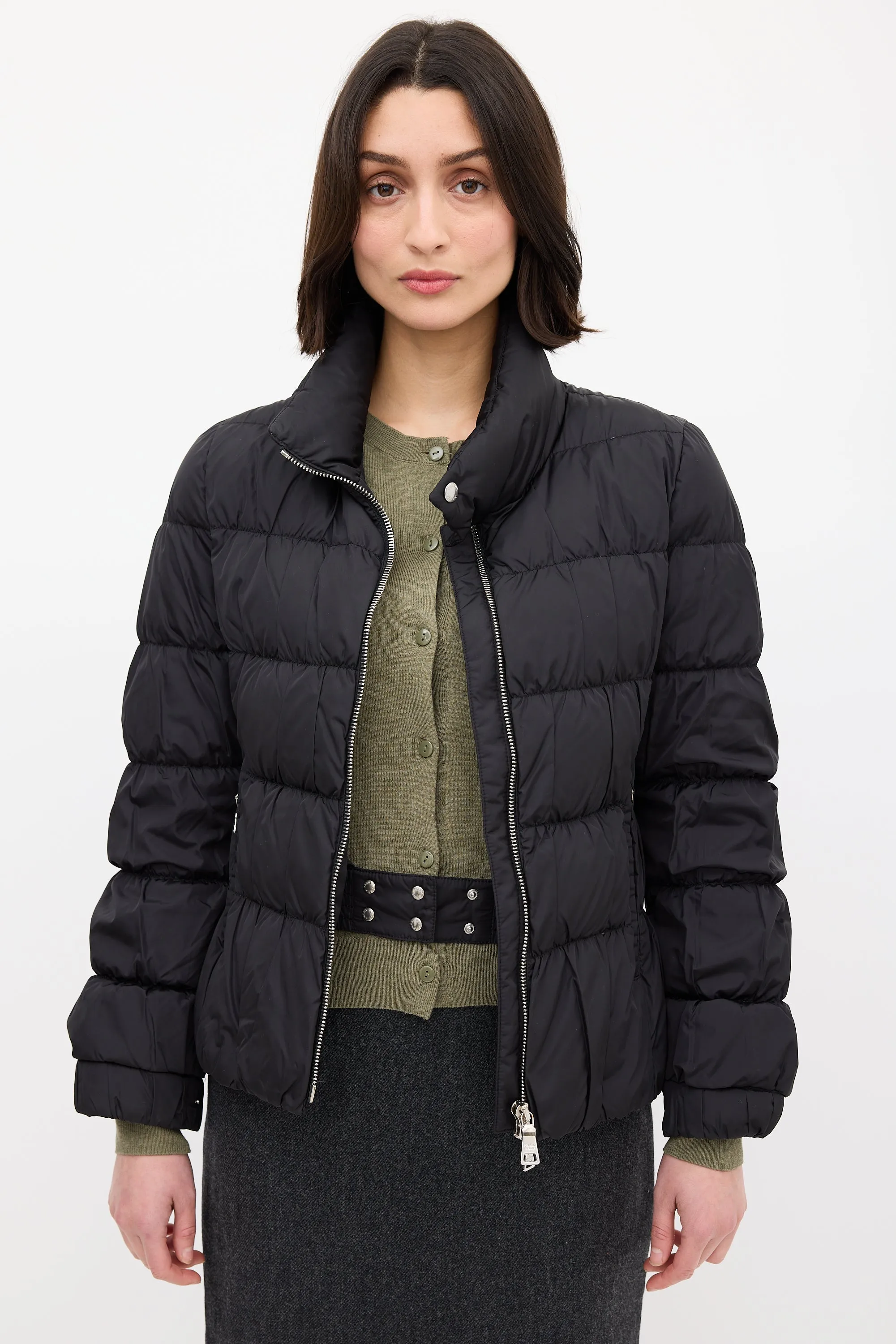 Black Down & Nylon Puffer Jacket