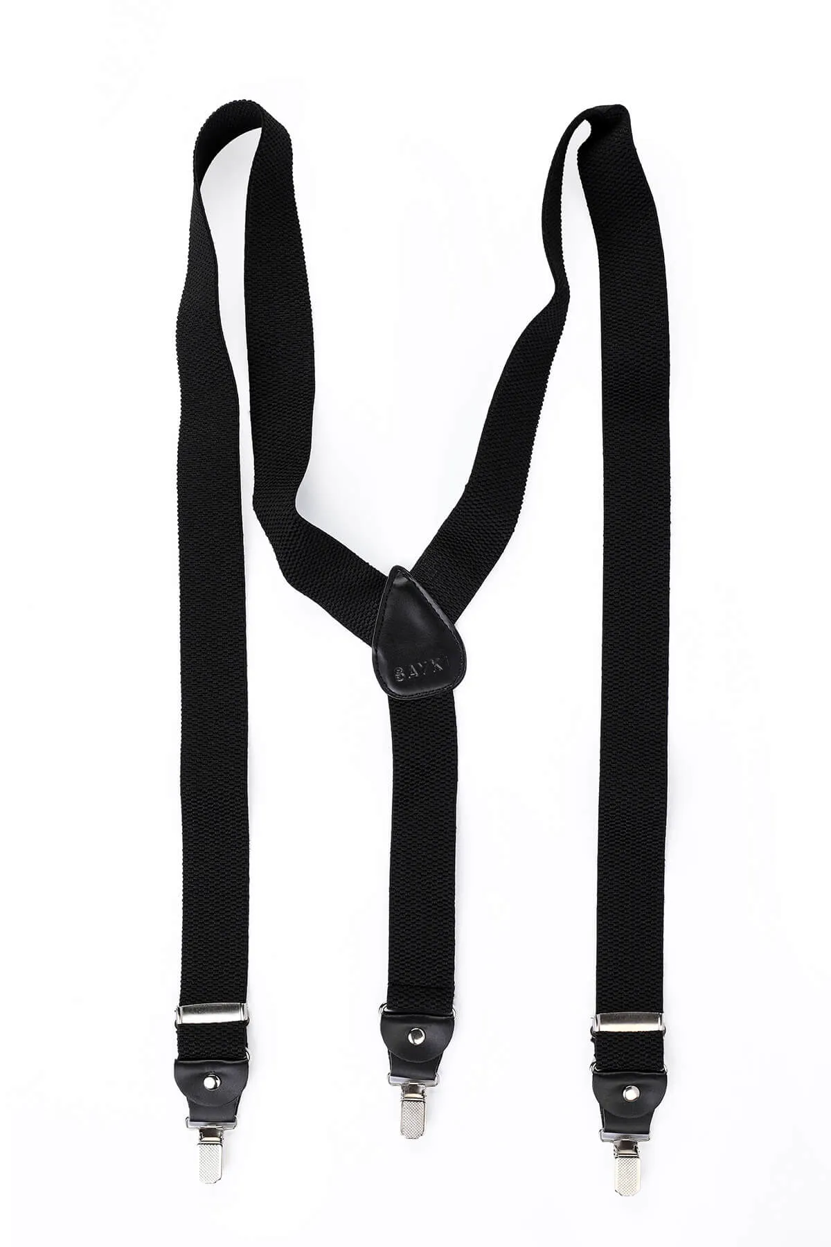 Black Elastic Brick Patterned Suspenders