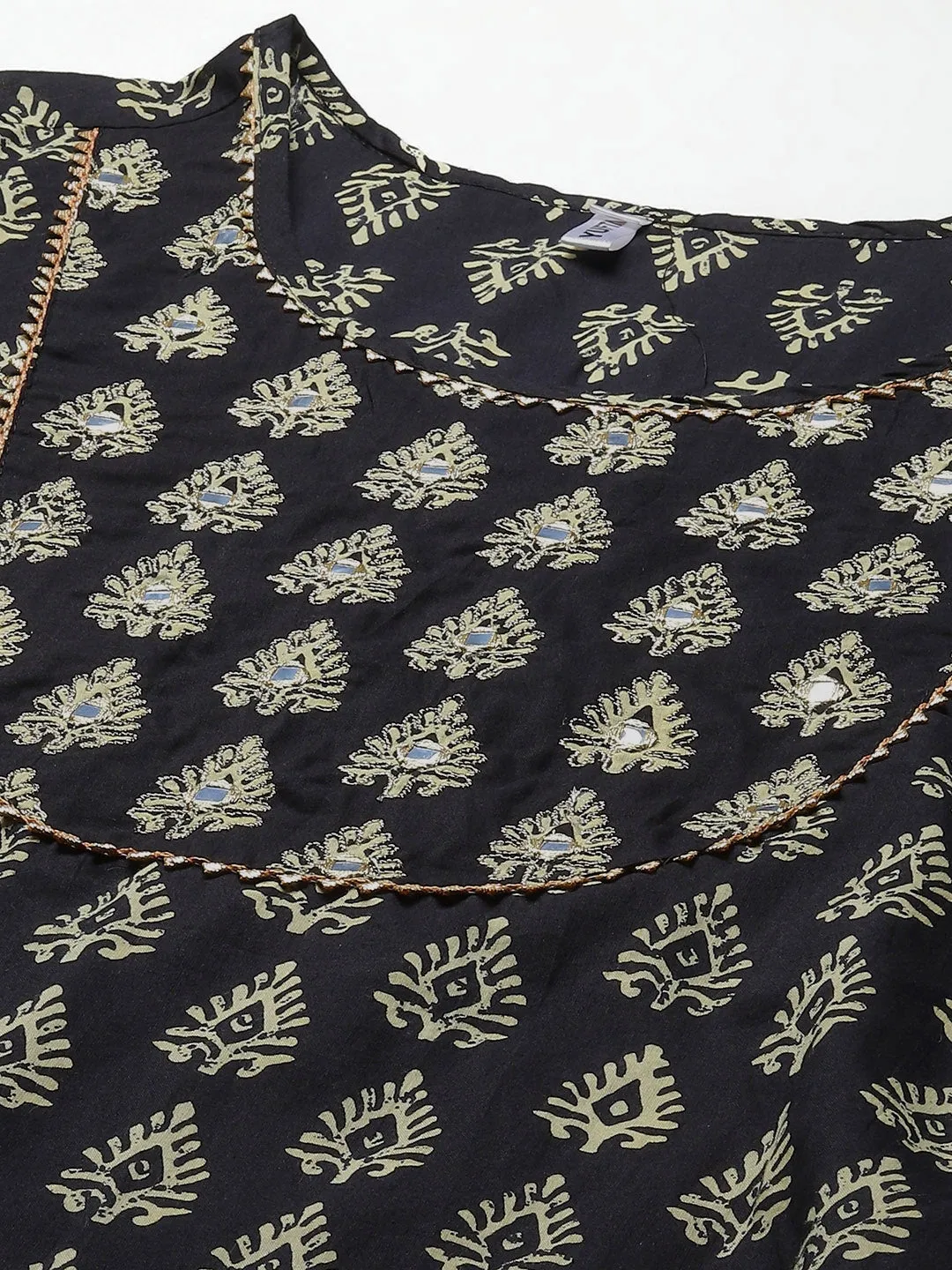 Black Ethnic Motifs Printed Straight Shape Dupatta Set