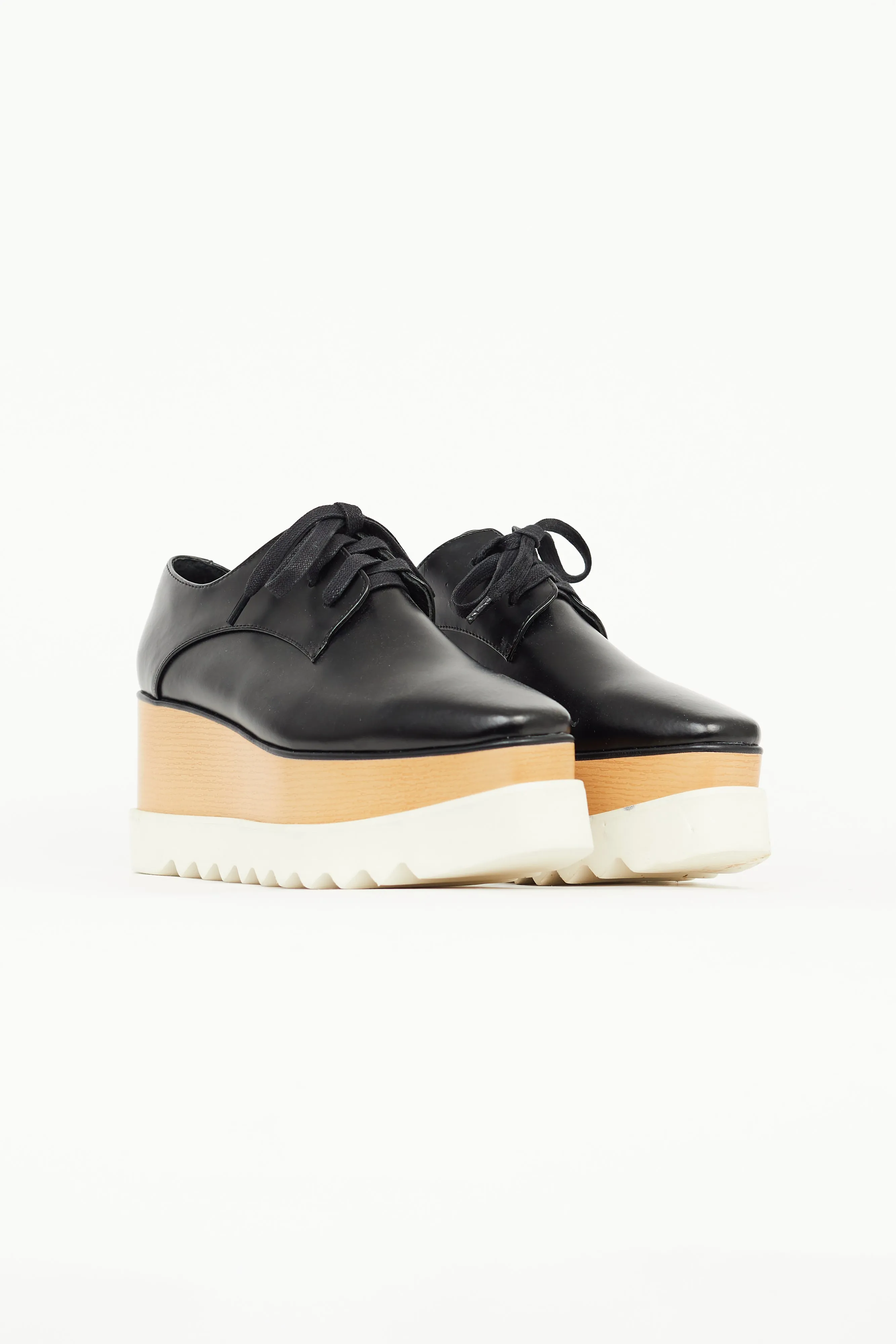 Black Faux Leather Elyse Platform Oxford