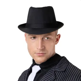 Black Fedora Hat Gangster Mob Mafia 40s Fancy Dress