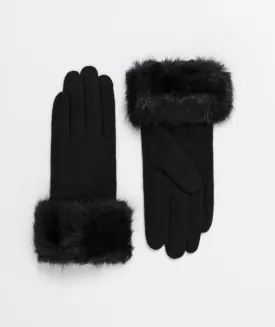 Black Fur Cuff Gloves