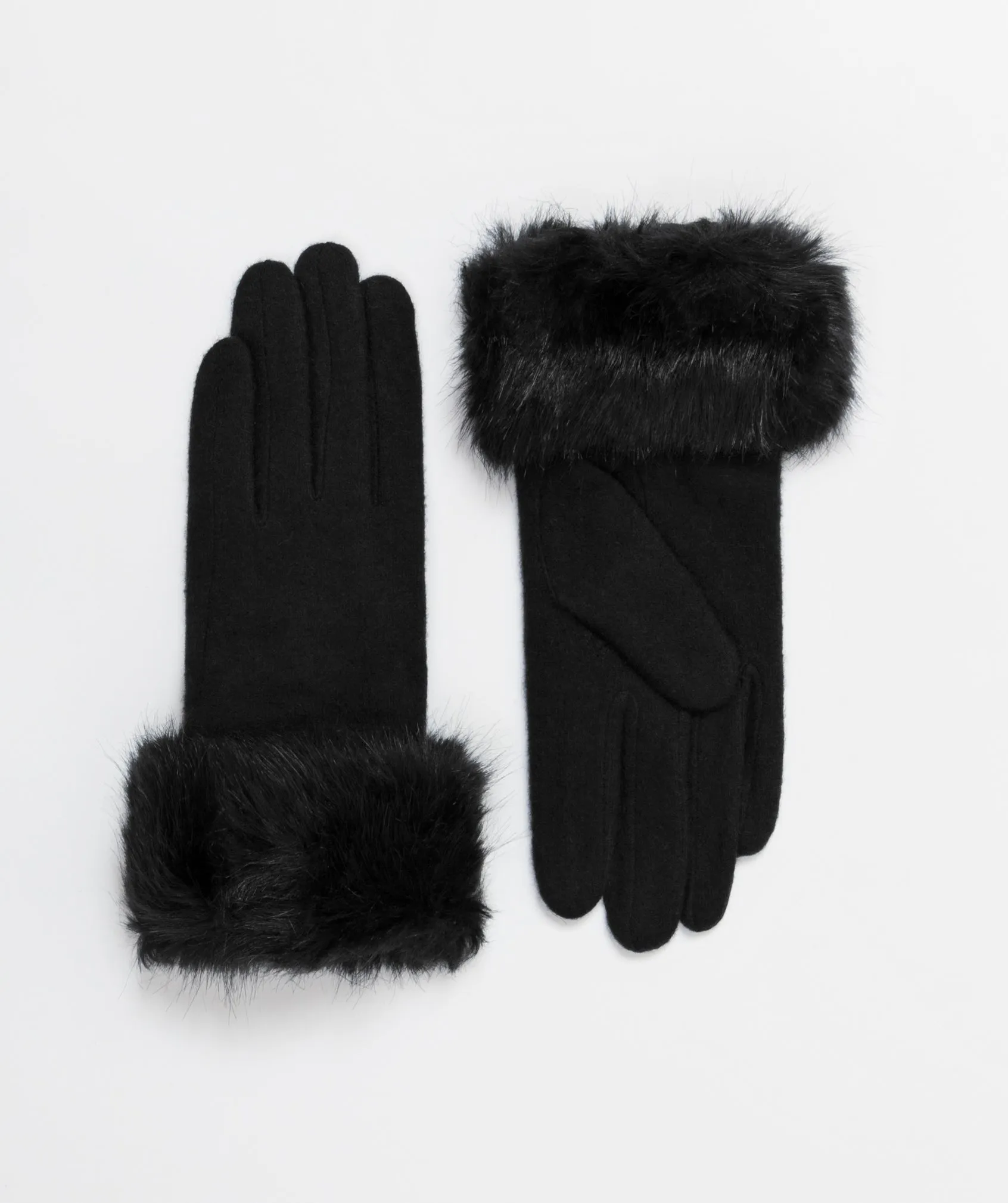 Black Fur Cuff Gloves