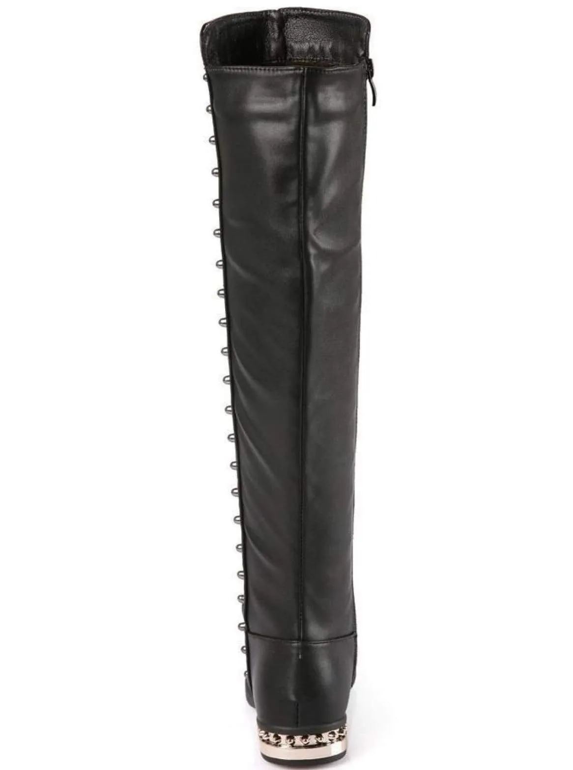 Black Gold Studded Knee High Boots By Liv and Mia