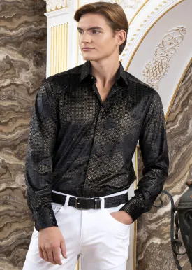 Black Gold Triangle Velvet Shirt