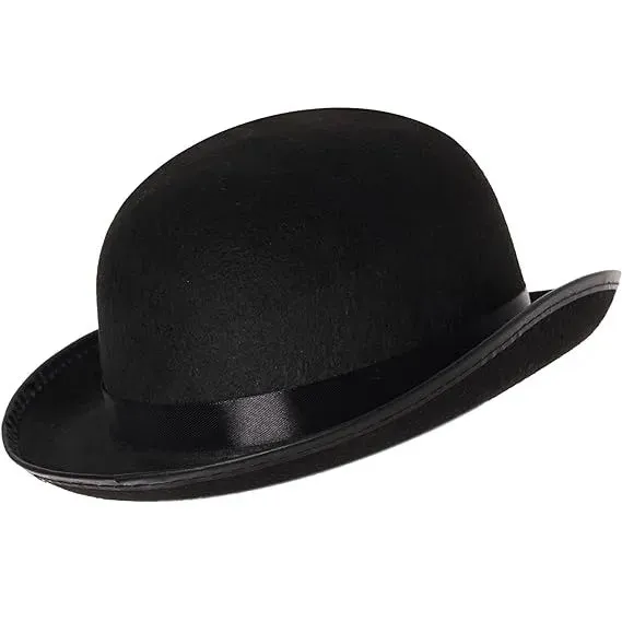 Black  Hat for Adults, Derby, Clown Bowler, Victorian Accessory