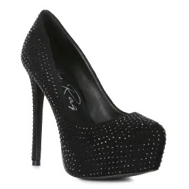 Black Heat Set Diamante Pumps