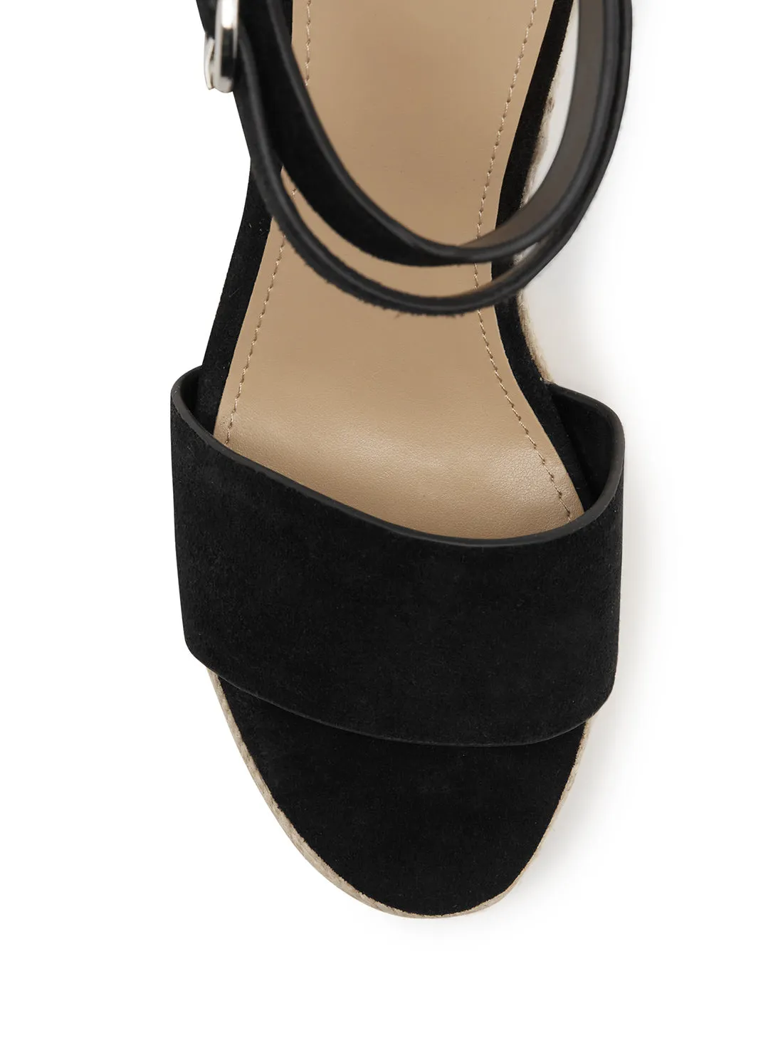 Black Hidy Suede Espadrille Wedges