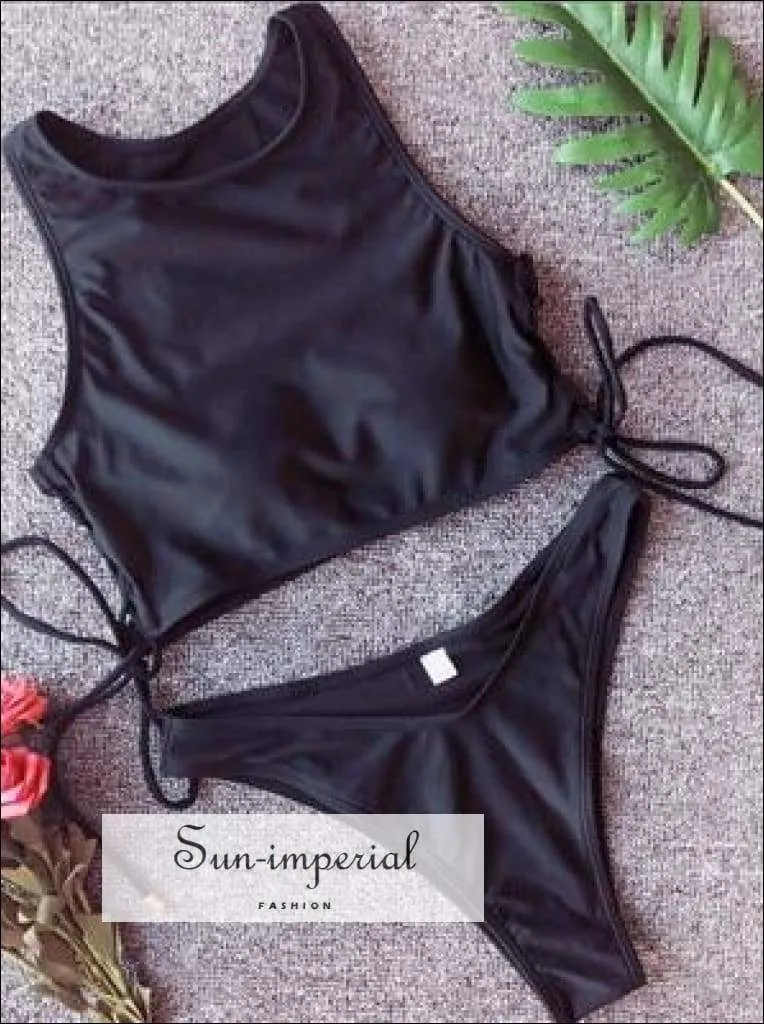 Black High Neck Sport Bikini Swimsuit Style Beach Wear