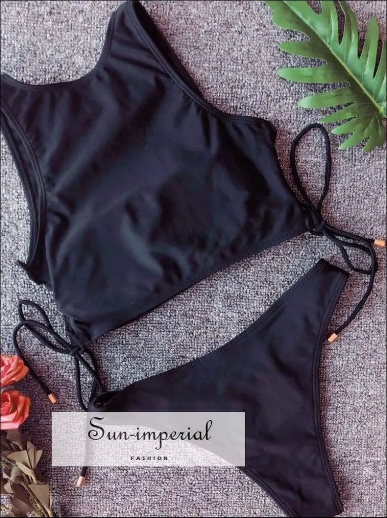 Black High Neck Sport Bikini Swimsuit Style Beach Wear