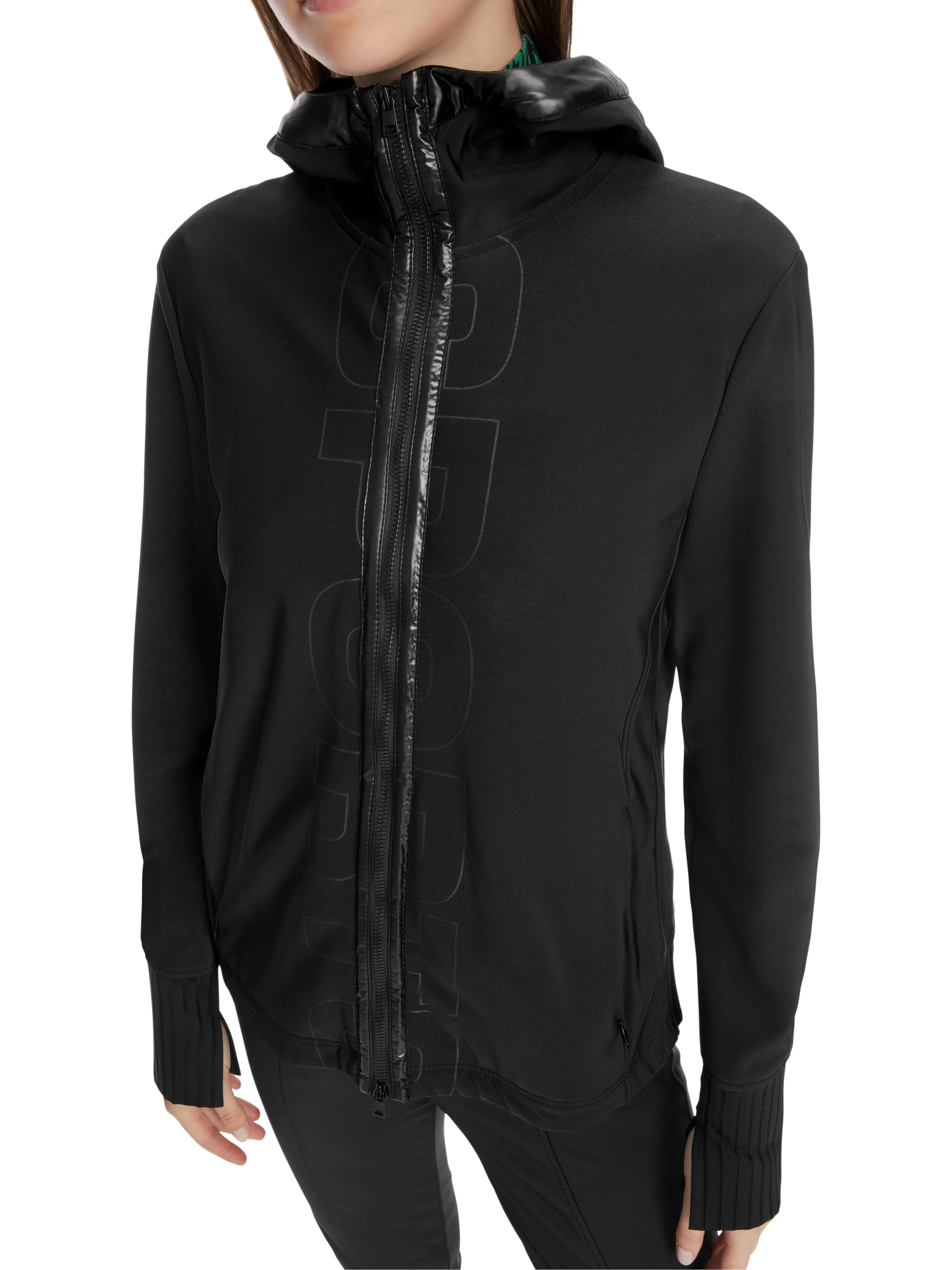 Black Hooded Zip-Up ‘Sports’ Jacket