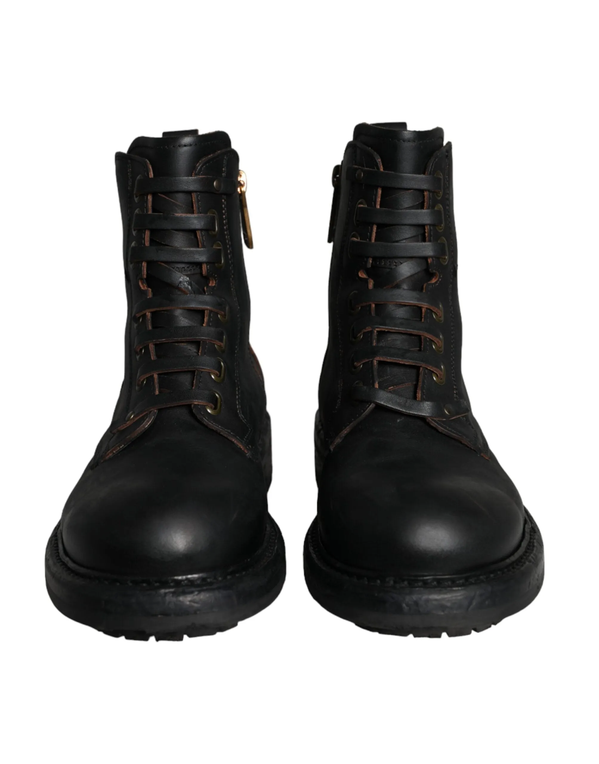 Black Lace Up Mid Calf Boots Men Shoes