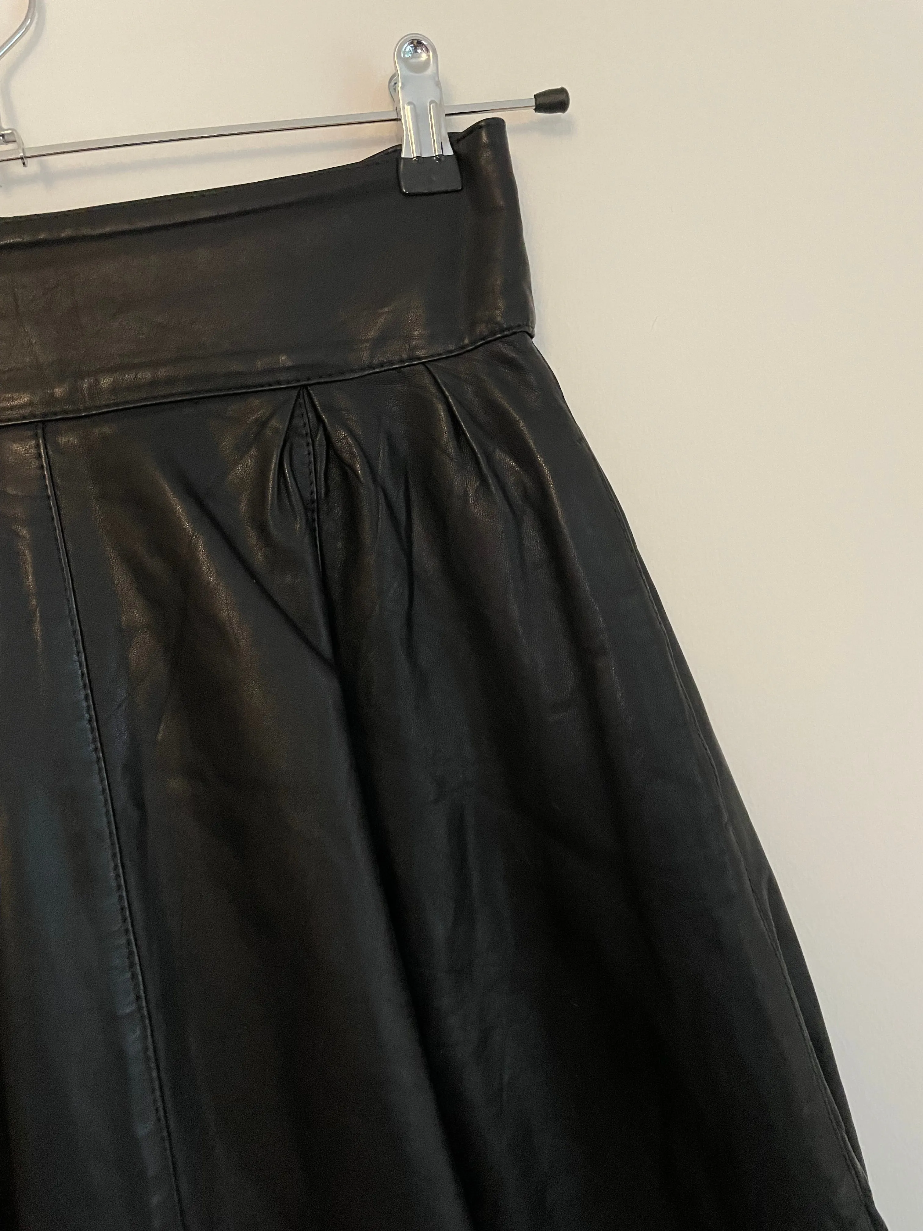 Black Leather Midi Skirt