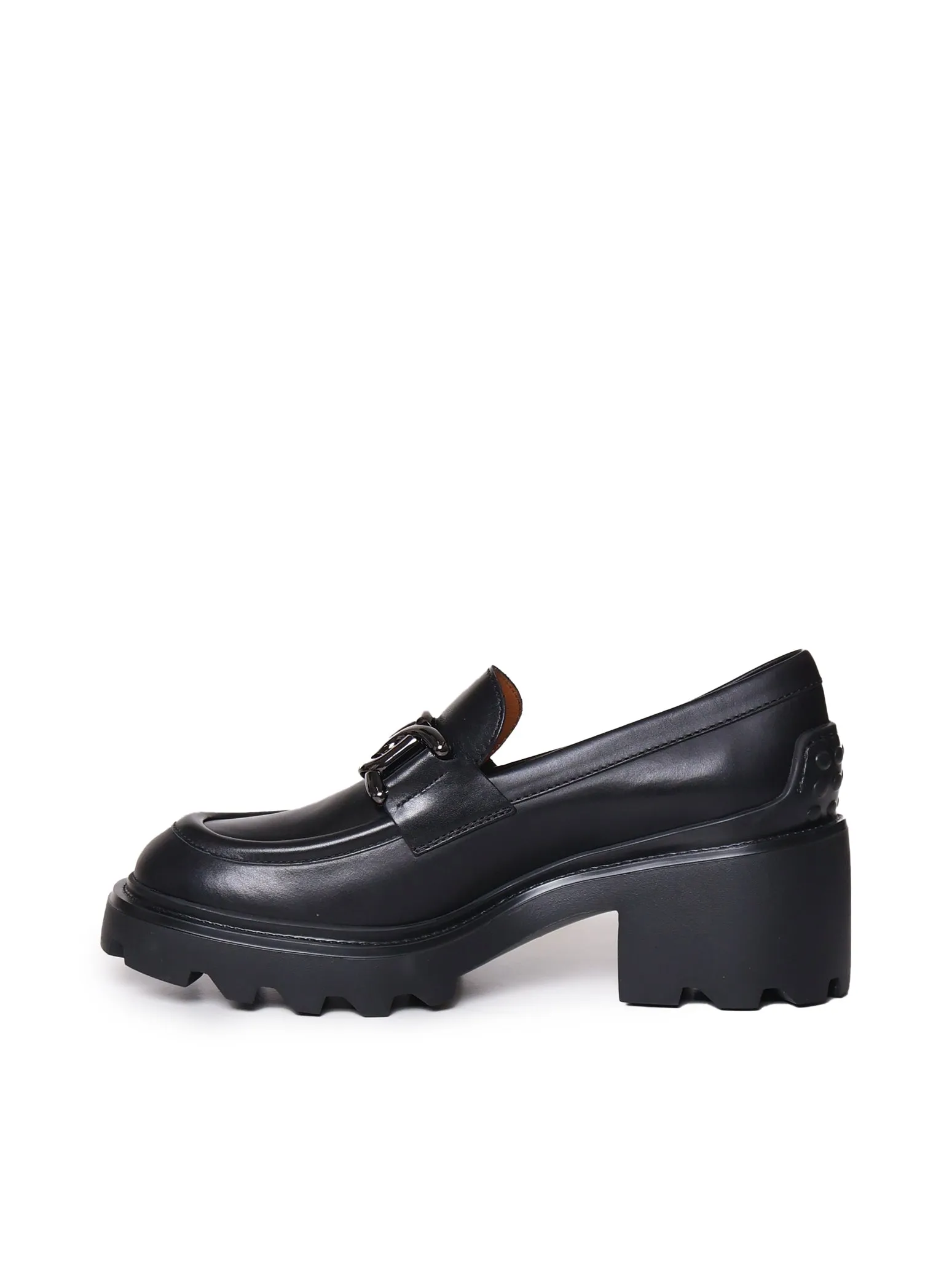 Black Leather Moccasin Flat Shoes