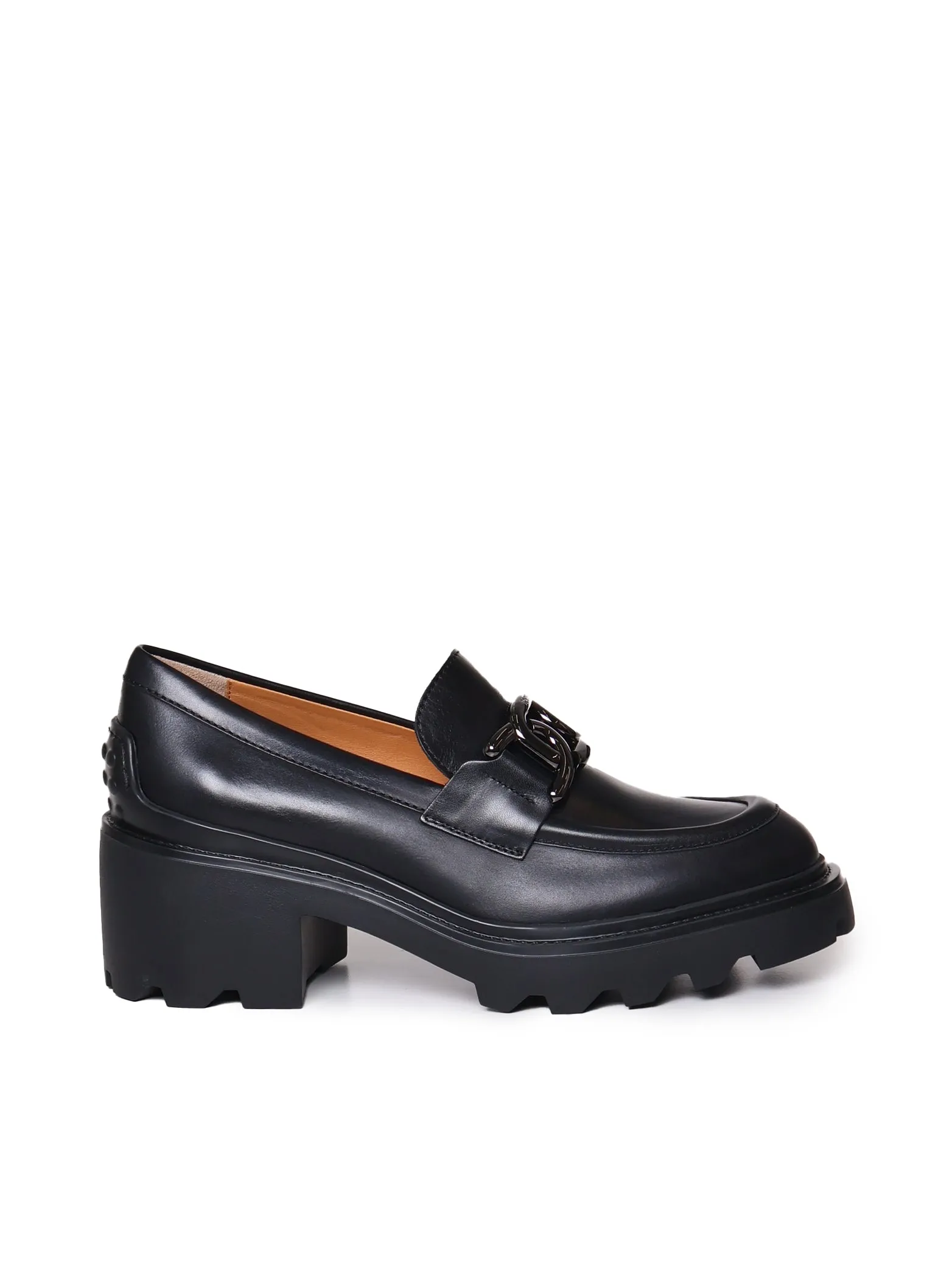 Black Leather Moccasin Flat Shoes