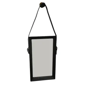 Black Leather Rectangular Mirror