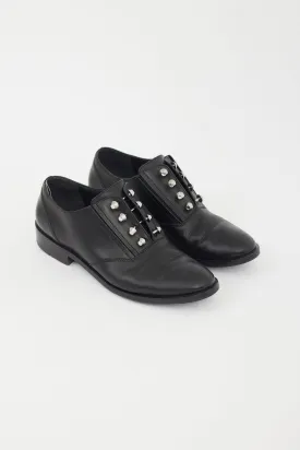 Black Leather Silver Hardware Oxford