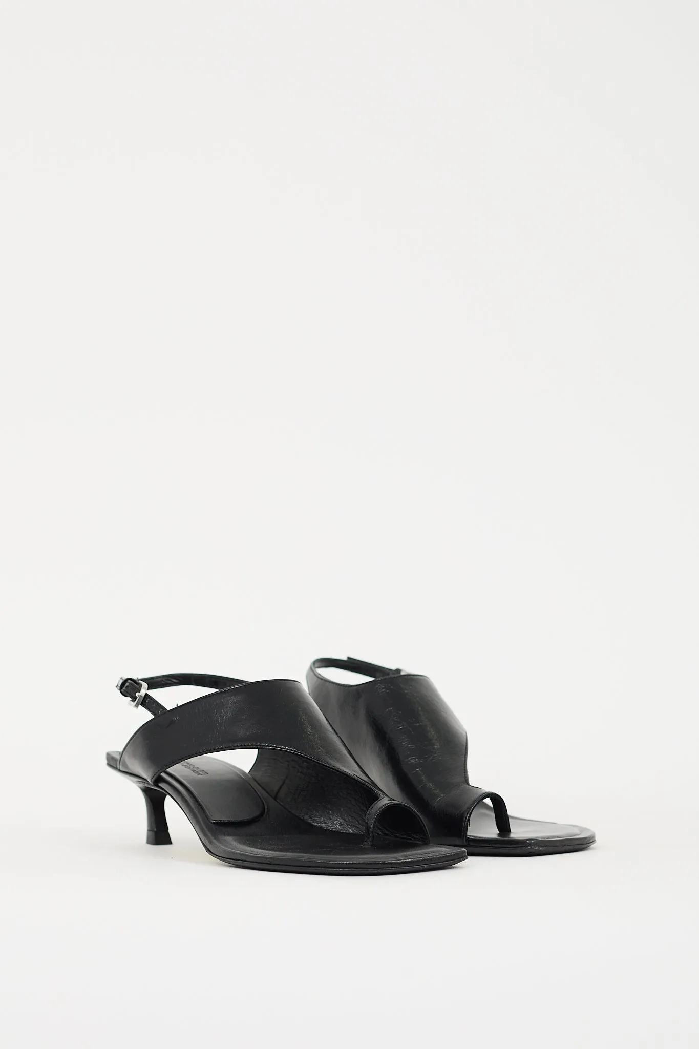 Black Leather Slingback Glove Low Heel