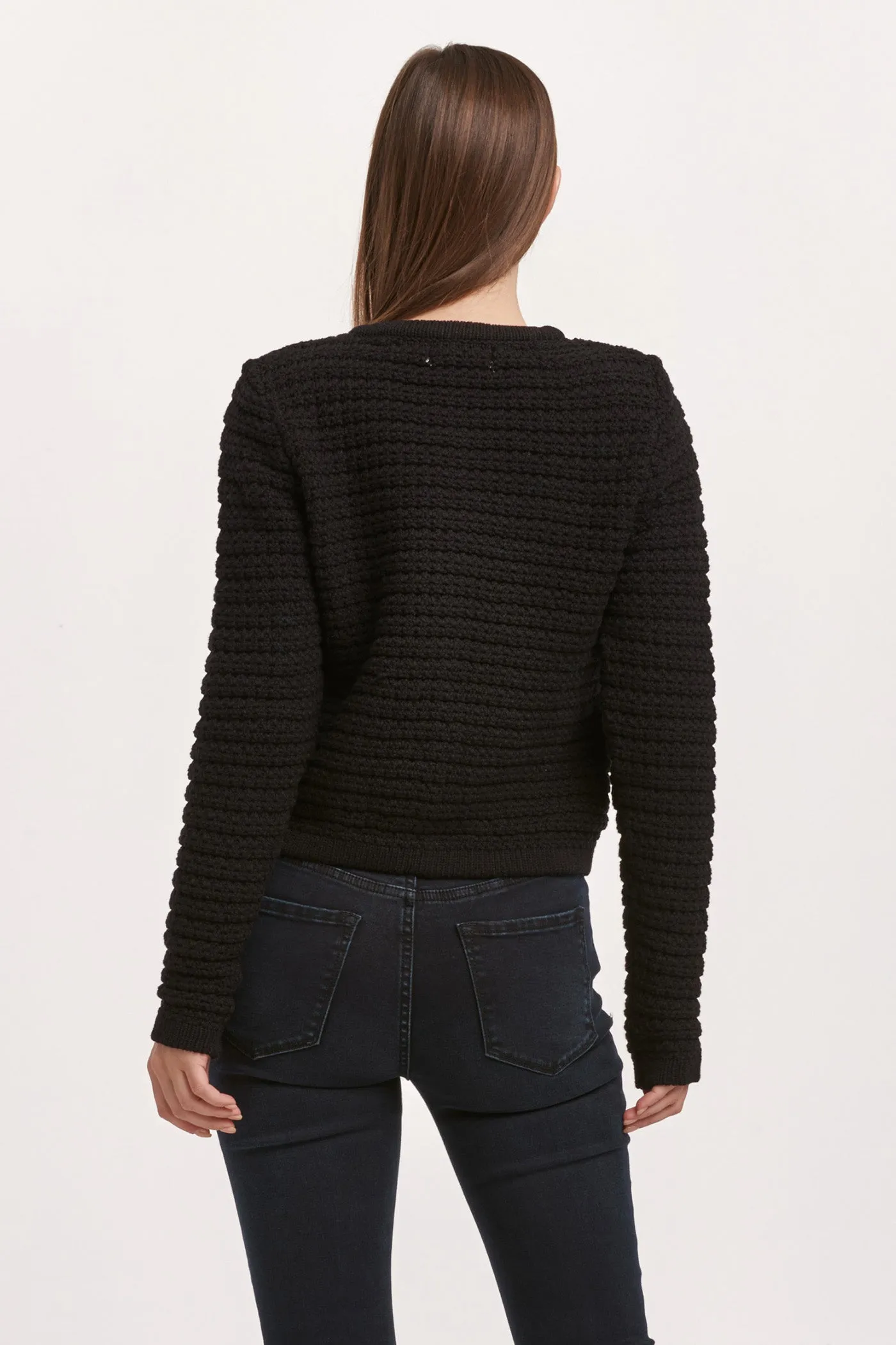 Black Luxe Cable Knit Cardigan Sweater