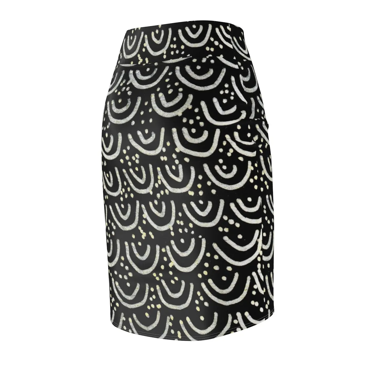 Black Mermaid Women's Pencil Skirt, Designer Office Work Skirt For Women-Made in USA