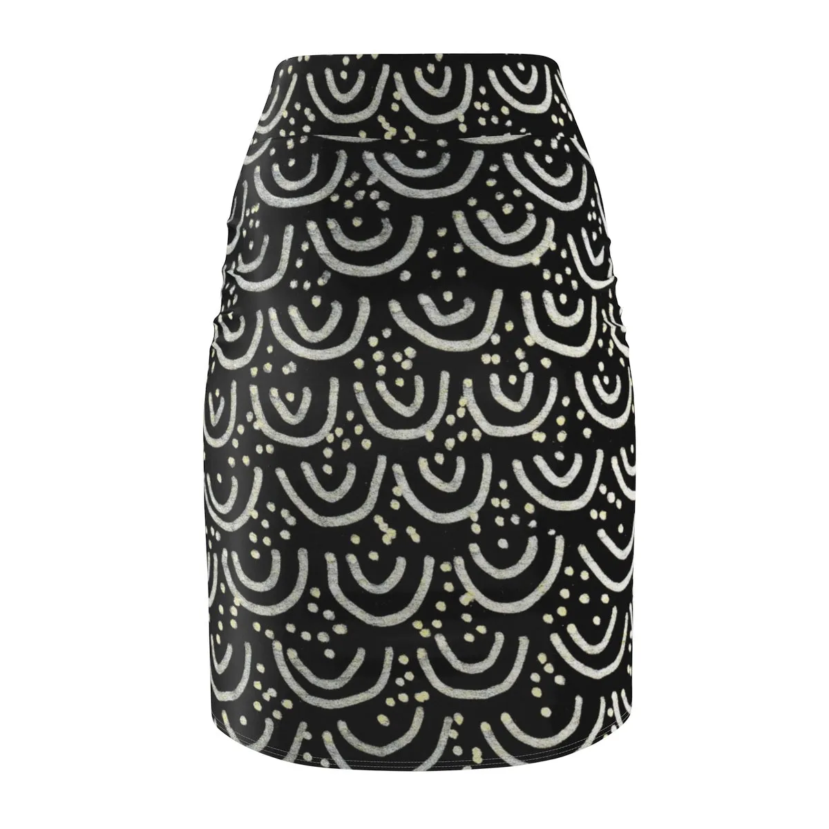 Black Mermaid Women's Pencil Skirt, Designer Office Work Skirt For Women-Made in USA