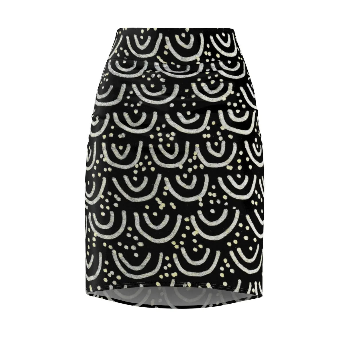 Black Mermaid Women's Pencil Skirt, Designer Office Work Skirt For Women-Made in USA