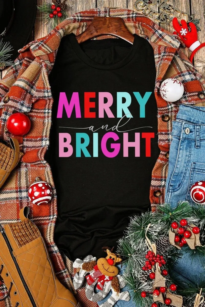 Black MERRY and BRIGHT Graphic Shirt