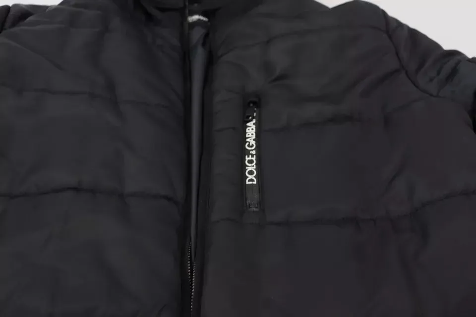 Black Nylon Hooded Parka Coat Winter Jacket