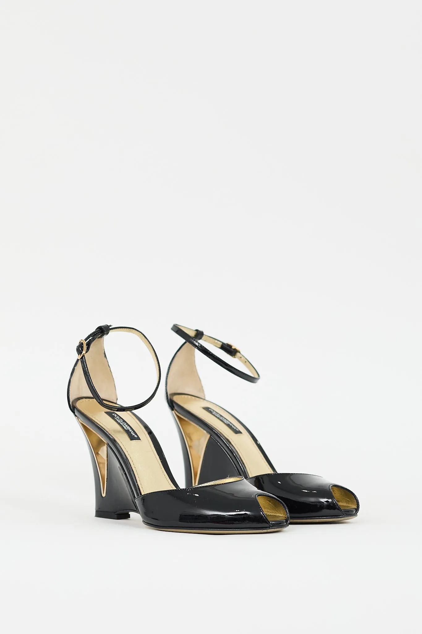 Black Patent Leather D'Orsay Wedge Heel