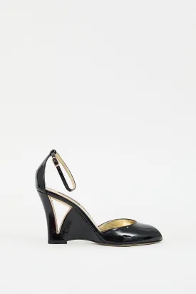 Black Patent Leather D'Orsay Wedge Heel