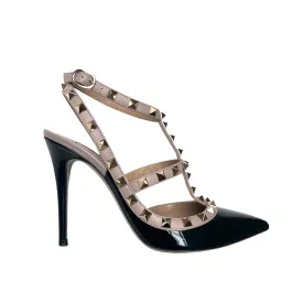 Black Patent Rockstuds Heels - 7