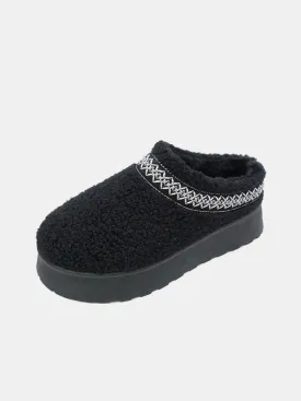 Black Platform Sherpa Slippers