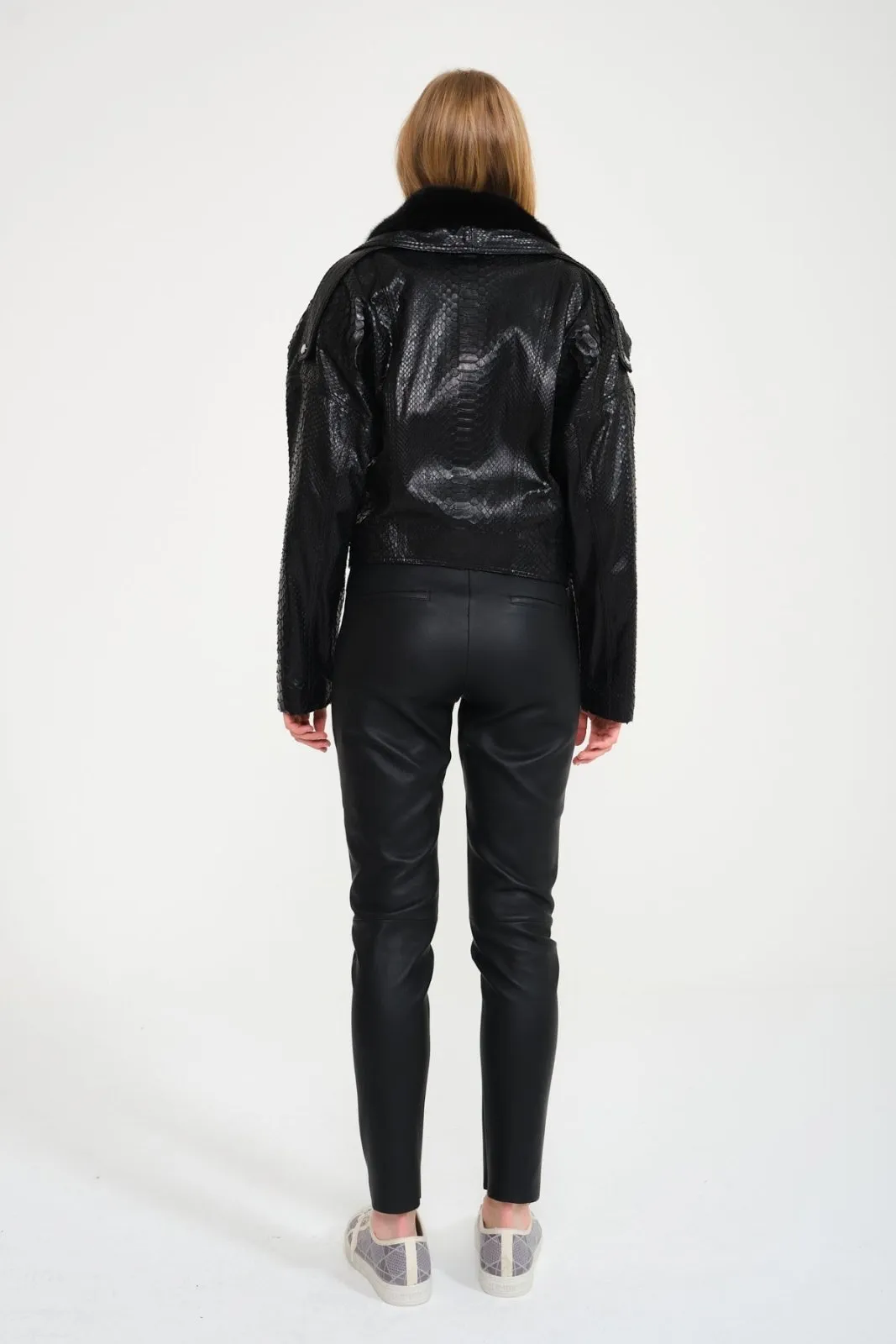 Black Python Leather Jacket