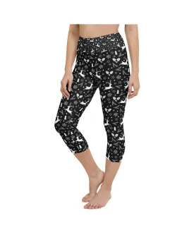 Black Reindeer Christmas Yoga Capris