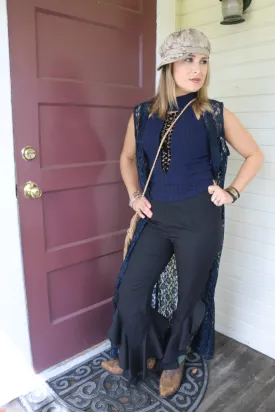 Black Ruby Ruffle Pants