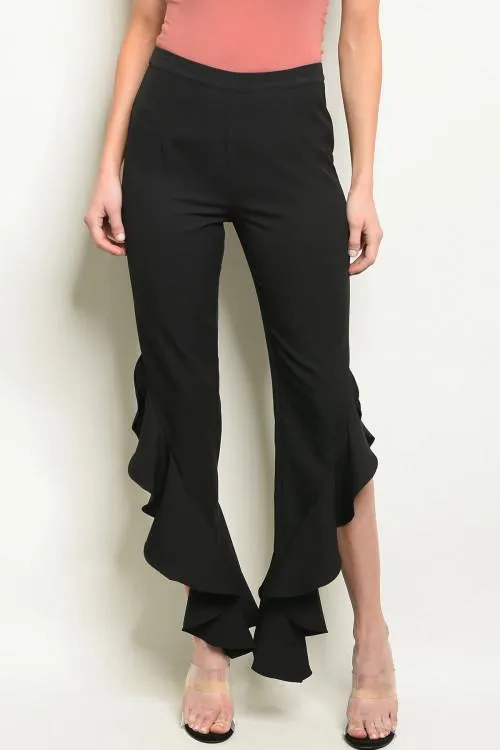 Black Ruby Ruffle Pants