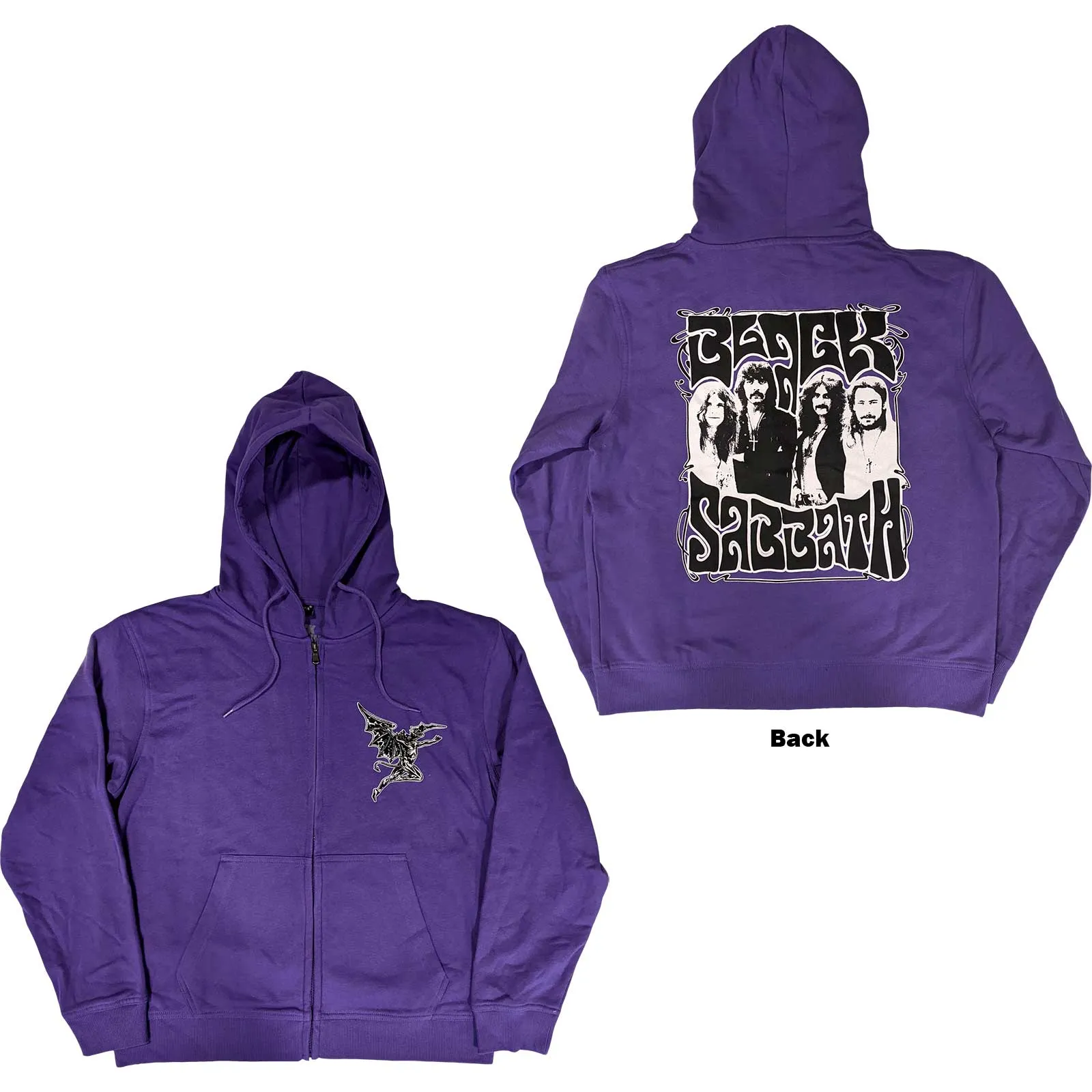 Black Sabbath Unisex Zipped Hoodie: Henry Pocket Logo (Back Print)