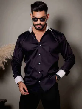 Black Satin Cotton Premium Shirt