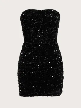 Black Sequin Bodycon Mini Dress